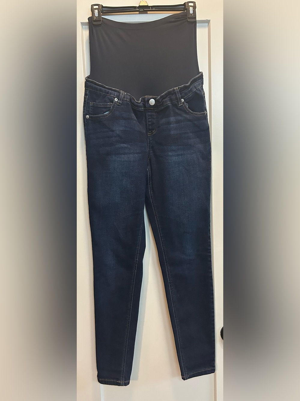 Time and Tru Dark Blue Maternity Skinny Jeans with Black Overband
